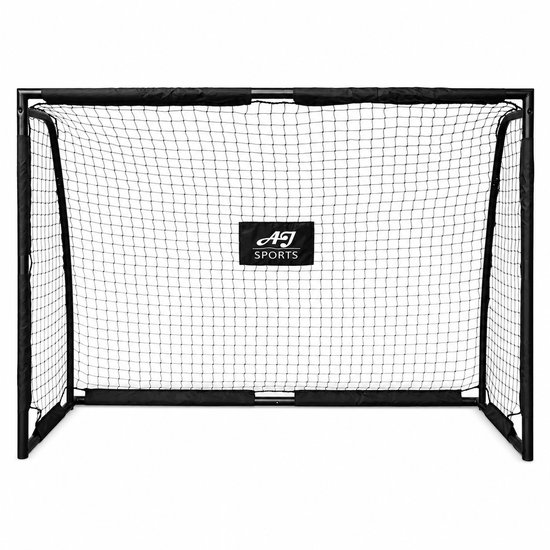 Zwart AJ-Sports voetbaldoel met doelwand, 180x120x60cm. Stalen frame met net.