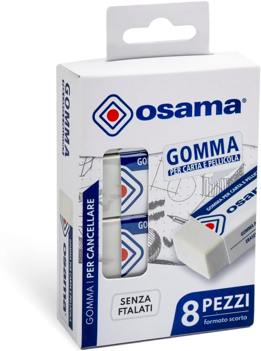 SnelShoppen - 8 Pack Witte Gumset - Rectangular School en Kantoor Gummen - Perfect voor Precisie, Individueel Verpakt, Ideaal voor School, Kantoor en