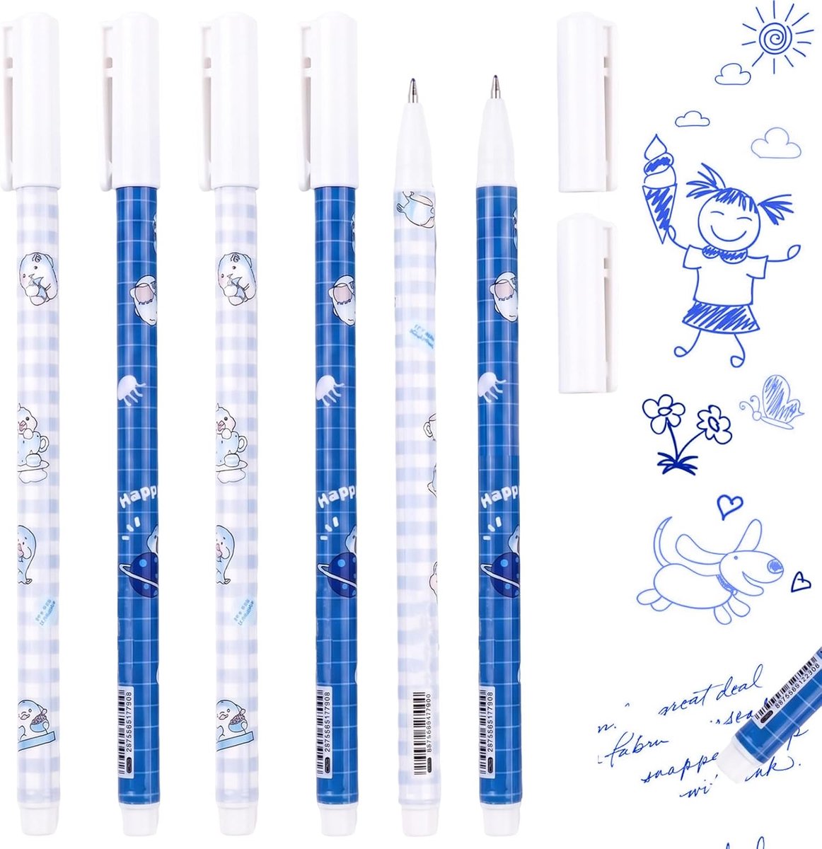 SnelShoppen - 6 uitwisbare gelpennen met thermogevoelige inkt, 0,7 mm punt, zachte schrijfervaring voor school, kantoor en creatief gebruik