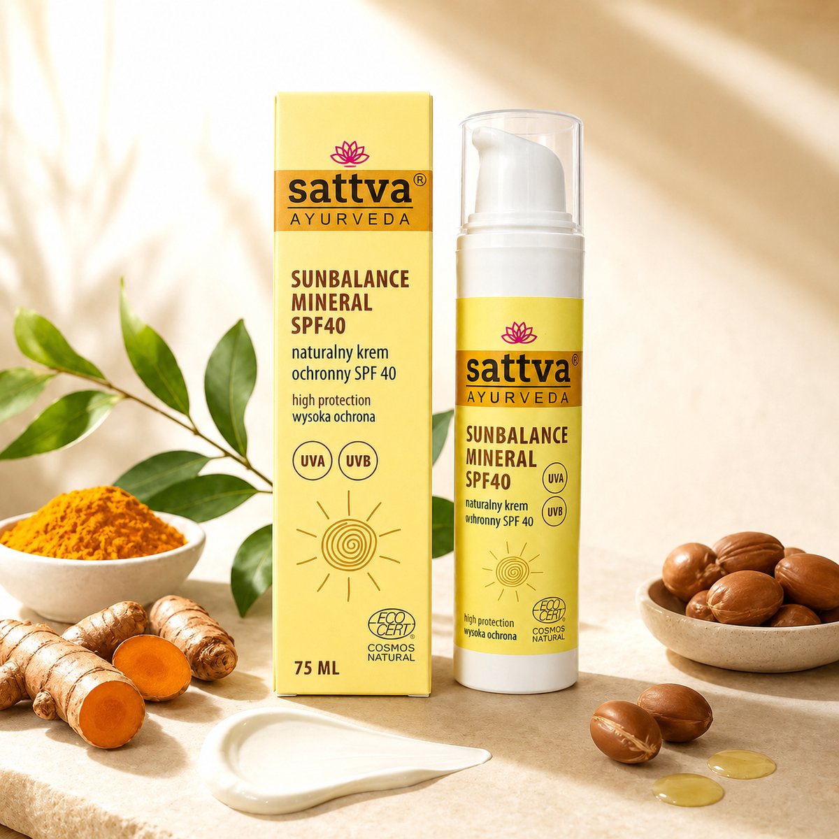 Zonnebrandcrème, SPF 40, Sattva Ayurveda, 75 ml