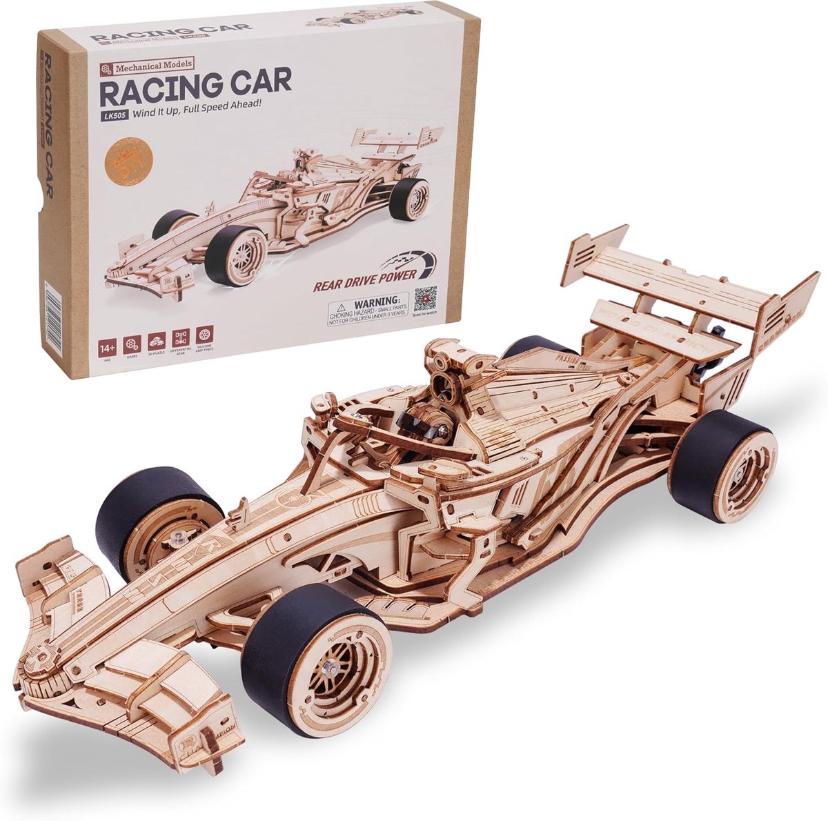 SnelShoppen - Houten Racing Auto Bouwpakket voor Volwassenen en Tieners - 3D Houten Puzzel, Model Voertuig Constructie, DIY Creatief Cadeau voor Hem,