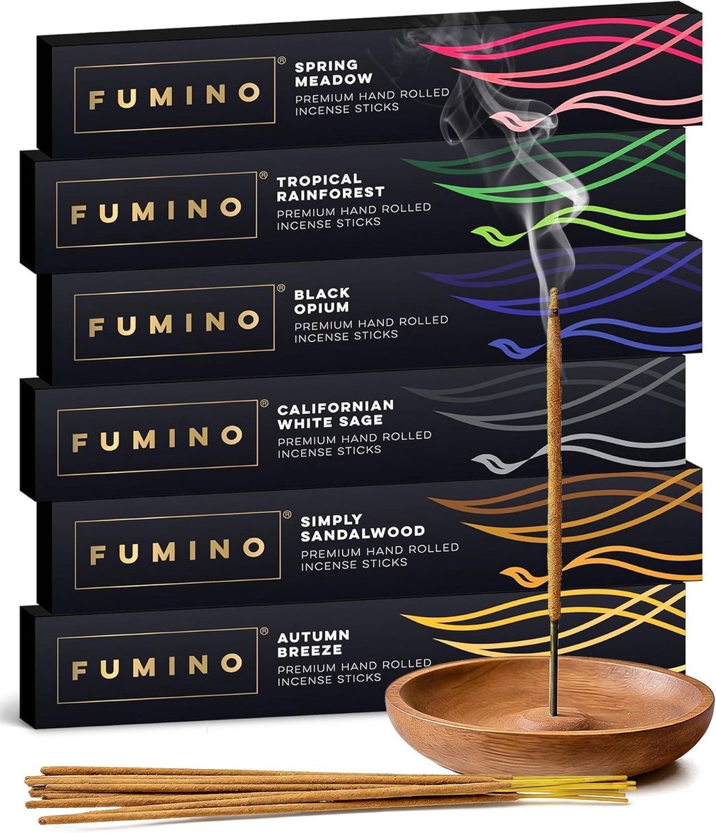 SnelShoppen - Incense Sticks Set - 84 Handgemaakte Masala Geuren voor Ontspanning en Meditatie - 6 Dozen met Tropische Regenwoud, Zwarte Noir en Meer