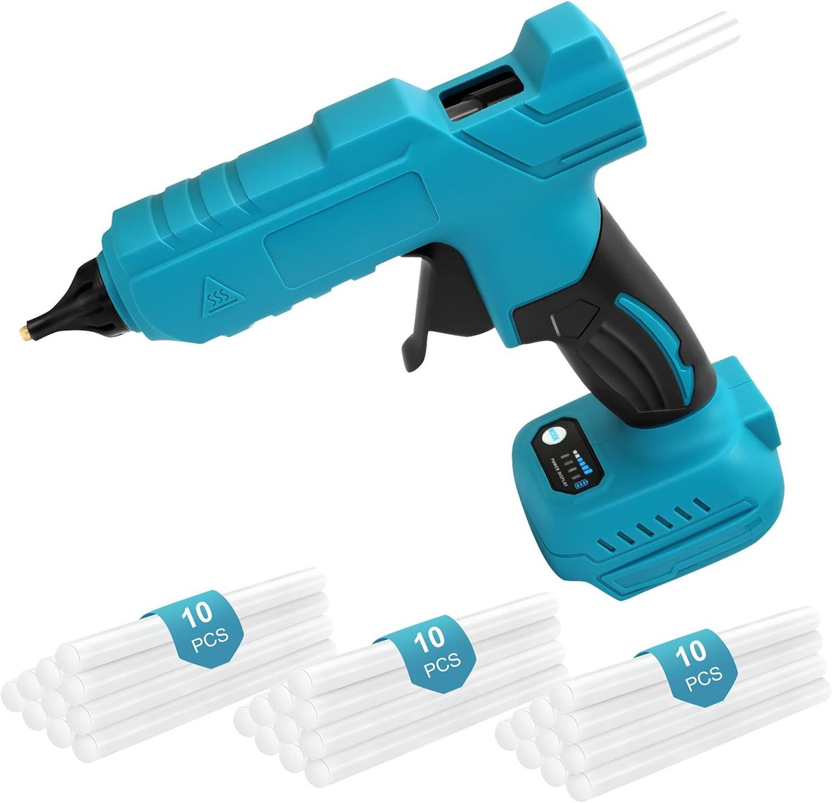 SnelShoppen - Draadloze Lijmpistool 100W met 30 Lijmpatronen 11mm x 150mm, Snelle Verwarming in 120 Seconden voor School, Creatieve Klussen en Snelle