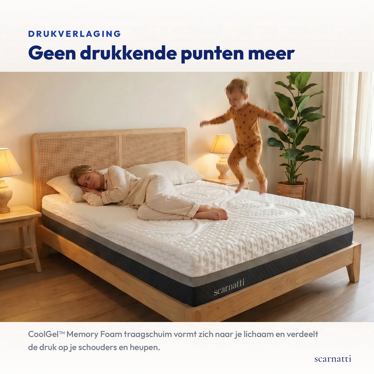 SCARNATTI Excellence Matras 90x190 - 27 cm - Traagschuim & Koudschuim - 7 Zones - Drukverlagend - Eenpersoons Wit