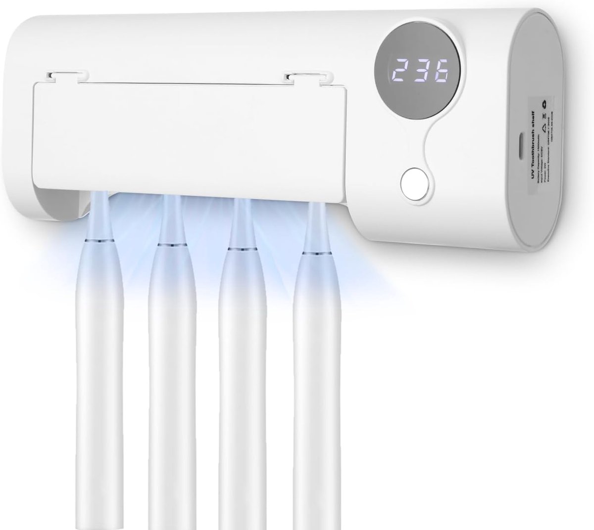 Thijox - Tandenborstelhouder Wandmontage UV Sterilisator - Elektrische Tandenborstelhouder, Hygiënisch, USB Oplaadbaar, Wandtandenborstelhouder zonder