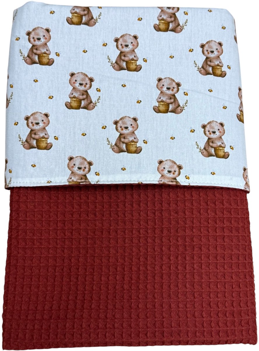 Baby deken kinderwagen deken wieg deken steenrood honing beer 60 x 90 cm