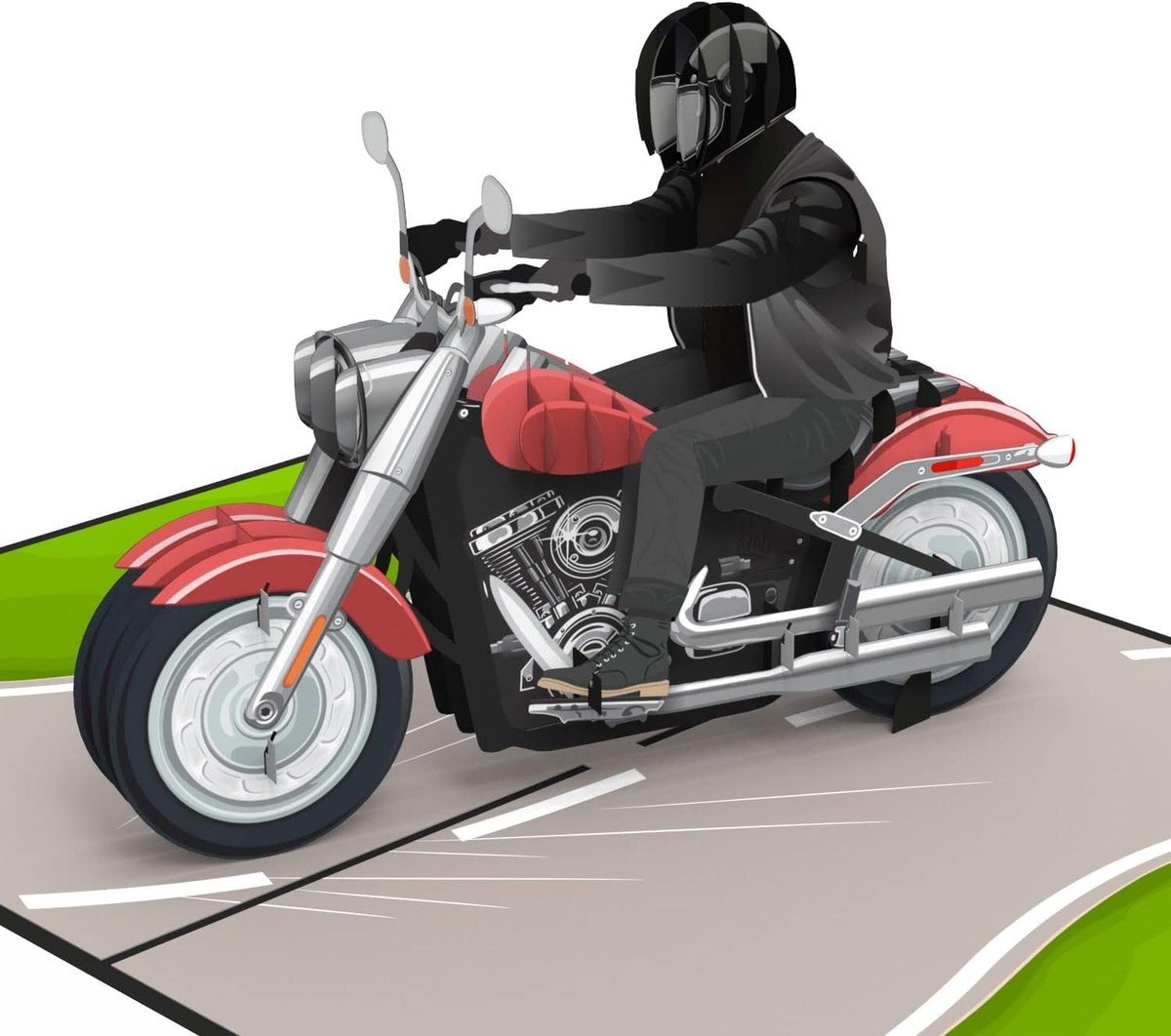 SnelShoppen - Papercrush Motorfiets Pop-Up Kaart, 3D Verjaardagskaart voor Mannen, Biker en Motorcyclist, Leuk voor Motorrijbewijs, Geldcadeau voor Ac