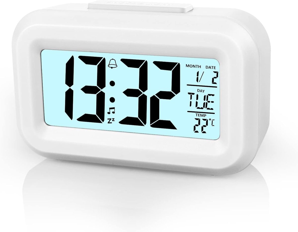 Thijox - Digitale wekker voor nachtkastje met LED-display, instelbare sluimerfunctie, 12/24 uur, temperatuurweergave, datum, timer, lichtregeling voor