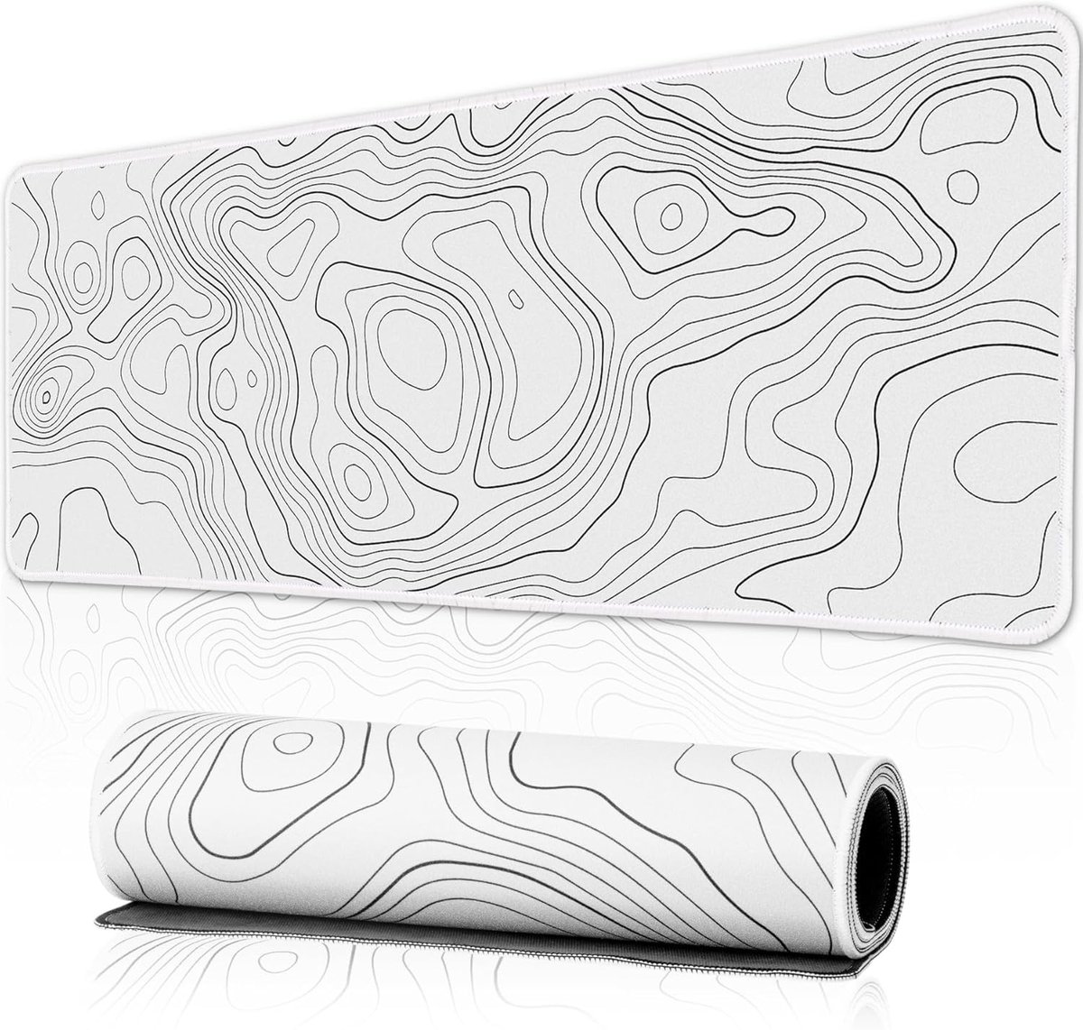 SnelShoppen - Grote Topografische Gaming Muismat 800x300mm met Antislip Onderkant, Ideaal voor Computer, Laptop & Toetsenbord, Minimalistisch Design