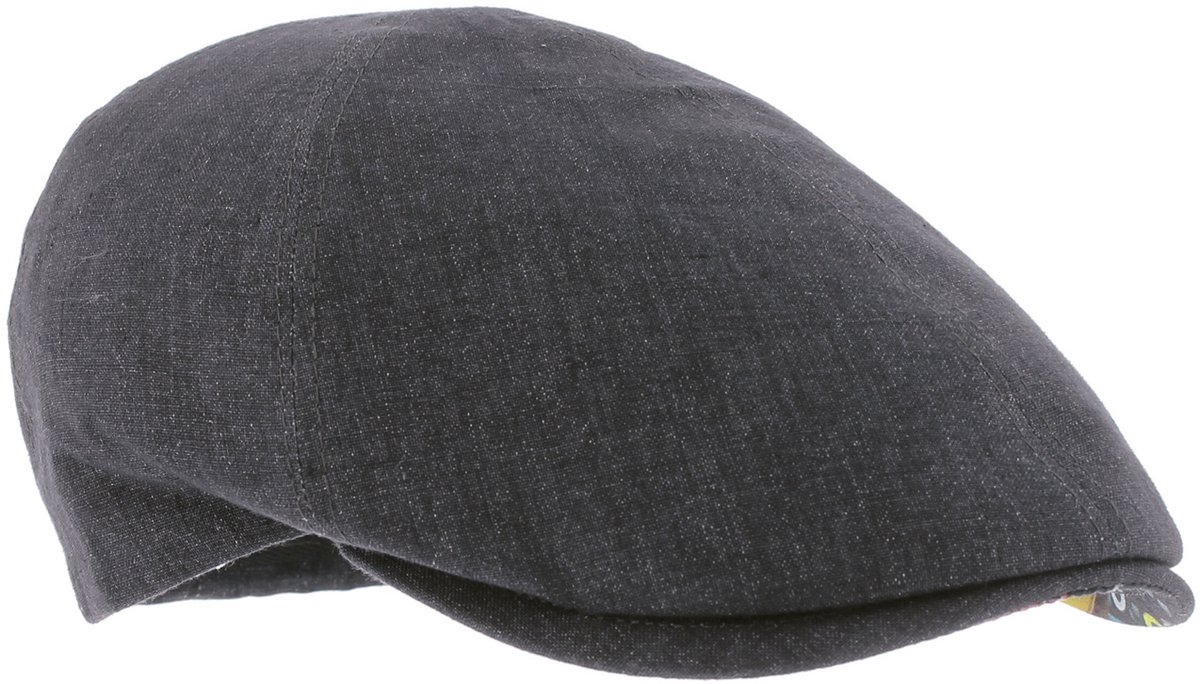 Herman casquette plate unie noir de fabrication italienne avec dessous de la visière imprimée