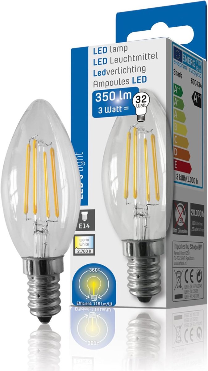 SnelShoppen - Shada Filament LED Lamp 30W E27 Warm Wit Energiezuinig voor Feest, Tuin, Keuken en Camping