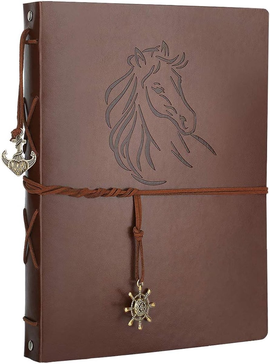SnelShoppen - Vintage Leather Scrapbook Photo Album, DIY Album met 30 Bladen, Refillable Zwart, Perfect voor Verjaardag, Jubileum, Creatief Scrapbooke