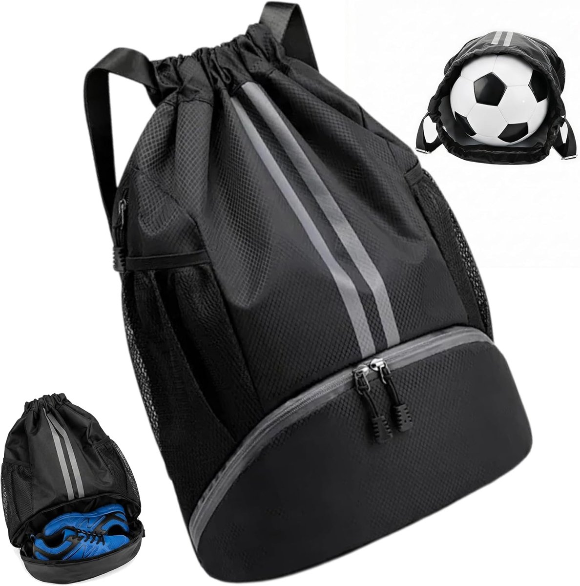 SnelShoppen - Drawstring Sports Bag | Sporttassen voor Vrouwen | Gym Bag, Waterdichte Rugzak met Compartiment, Ideaal voor Basketball en Voetbal