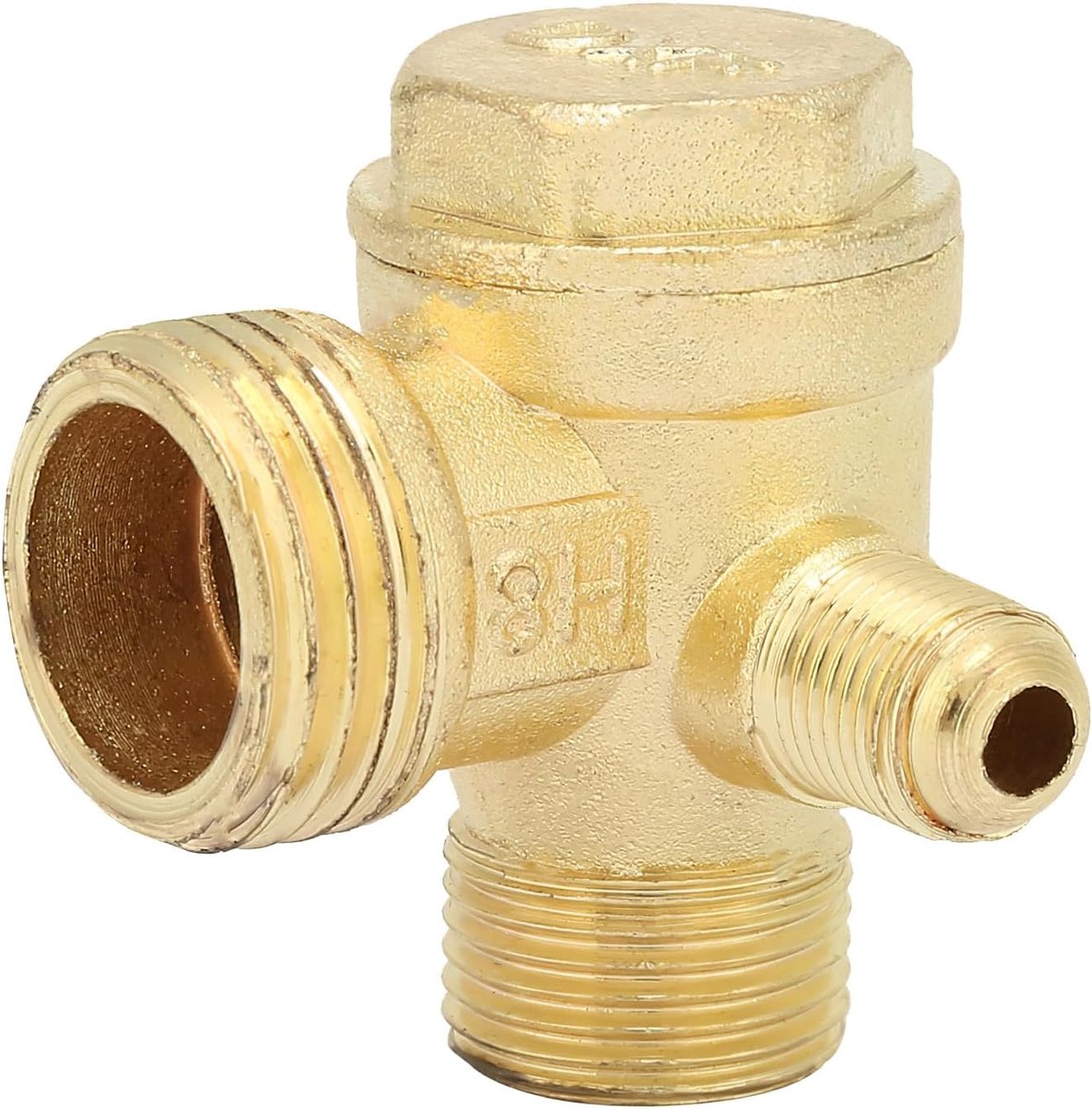 SnelShoppen - Compressor Check Valve 3-Weg Mannetje 90° Draad, Duurzaam en Lange Levensduur, Voor Aansluiten van Slangen en Luchtcompressoren