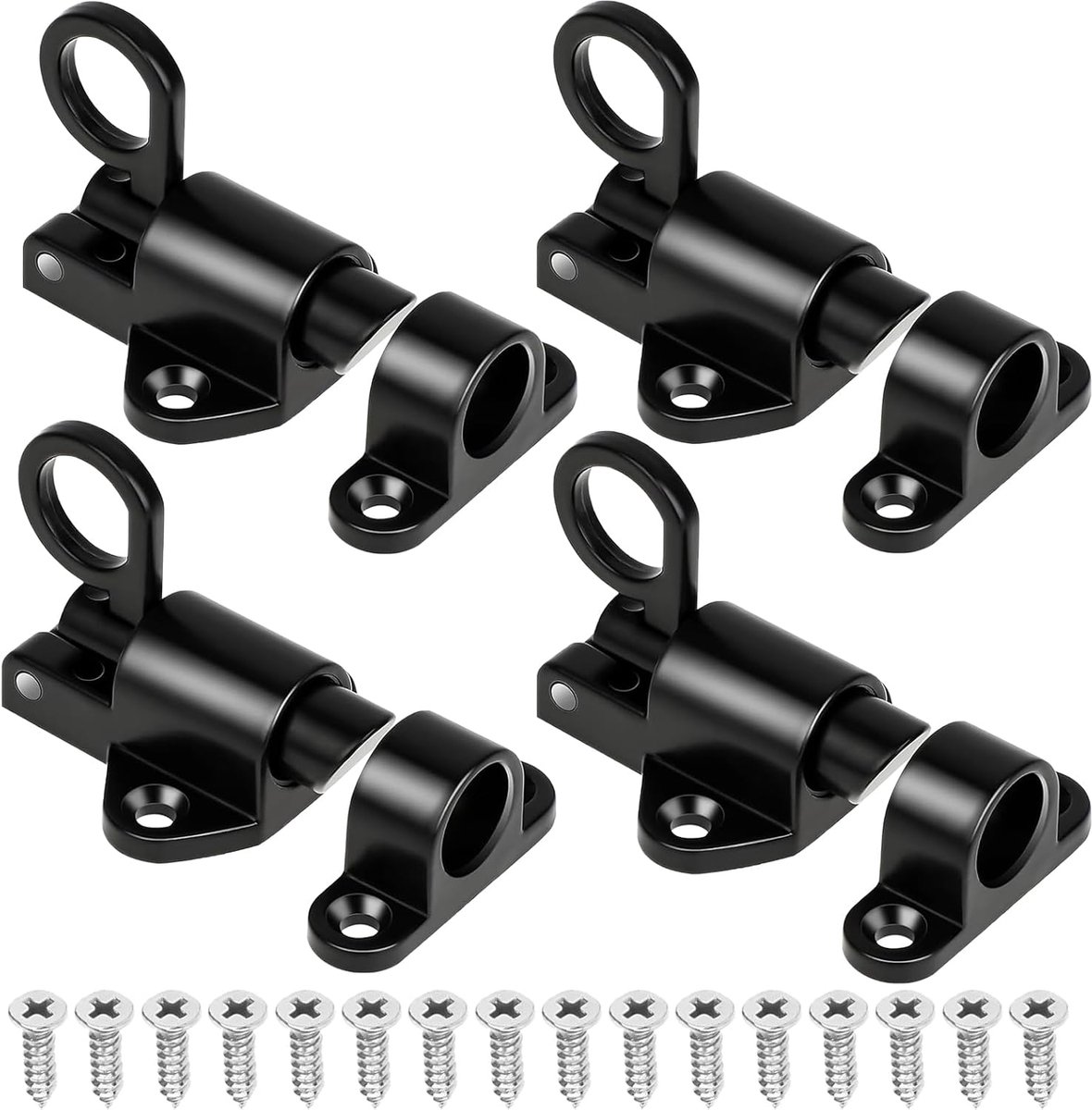 SnelShoppen - 4 Stuks Automatische Deursloten met Veer en Schroefveer Slot voor Houten Deuren, Ramen en Kastdeuren - Duurzaam Aluminium Legering, Corr