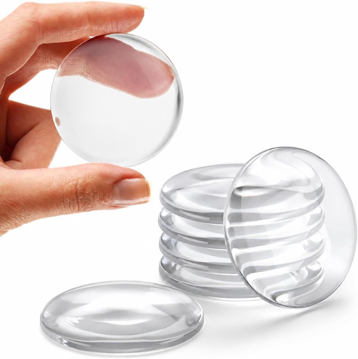 SnelShoppen - Wandbeschermers voor Deurgrepen en Deurstoppers, Zelfklevend, Siliconen, Transparant, Rond, 40 x 8 mm, Stil, Voor Keuken, Badkamer, Kast