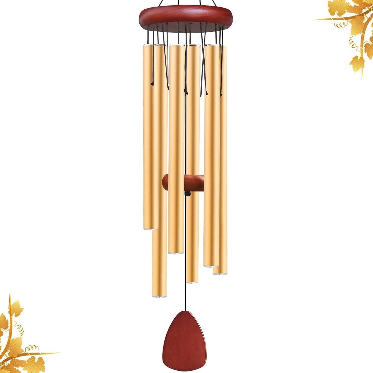 SnelShoppen - Wind Chimes 65 cm Aluminium Tuin Decoratie met 6 Metal Tubes - Klankspel voor Buiten in de Tuin of op het Terras - Gouden Windvanger voo