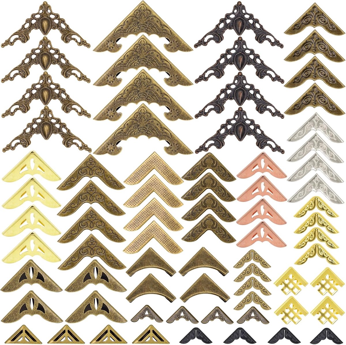 SnelShoppen - 72 Pcs Metalen Boek Hoekbeschermers, Vintage Retro Hoekbescherming voor Boeken, Menu's, Scrapbooking en Fotoalbums, Duurzaam Metaal voor