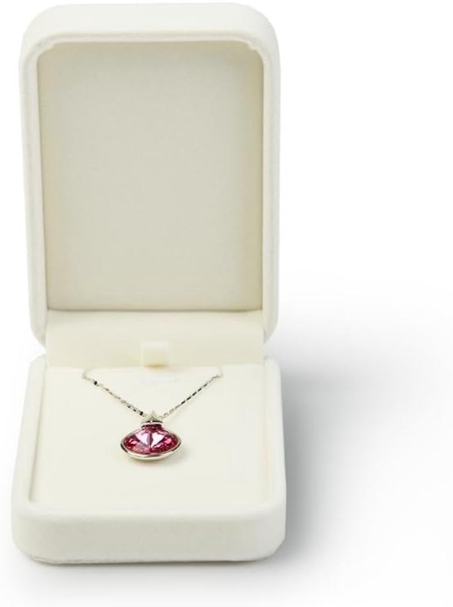 SnelShoppen - Luxe Velvet Necklace Gift Box - Romantische Crème-witte Sieraad Opbergdoos voor Lange Kettingen - Compact en Duurzaam - Perfect voor Cad
