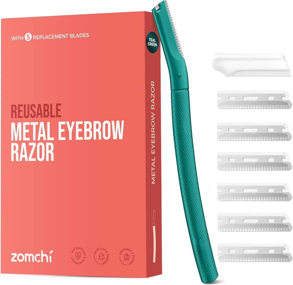 SnelShoppen - Eyebrow Razor en Facial Razor Blades voor Vrouwen en Mannen, Precisie Trimmer met 6 Blades, Groene Scheermes voor Perfecte Wenkbrauwen e
