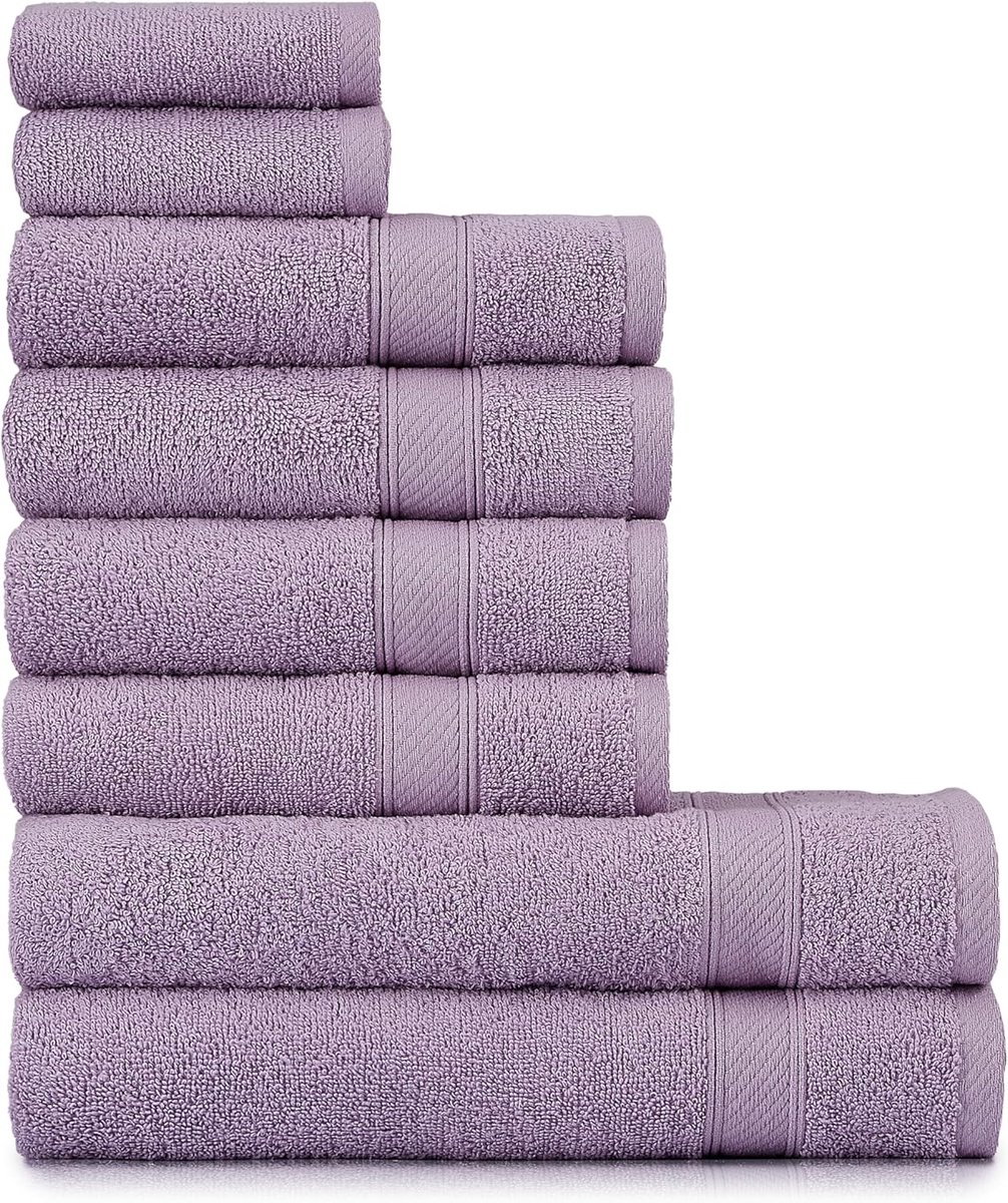 SnelShoppen - Luxe Handdoeken Set Paars - 2 Badhanddoeken, 4 Handdoeken, 2 Gastendoeken - 100% Katoen - Absorbent en Superzacht - Turkish Badgoed - 8-