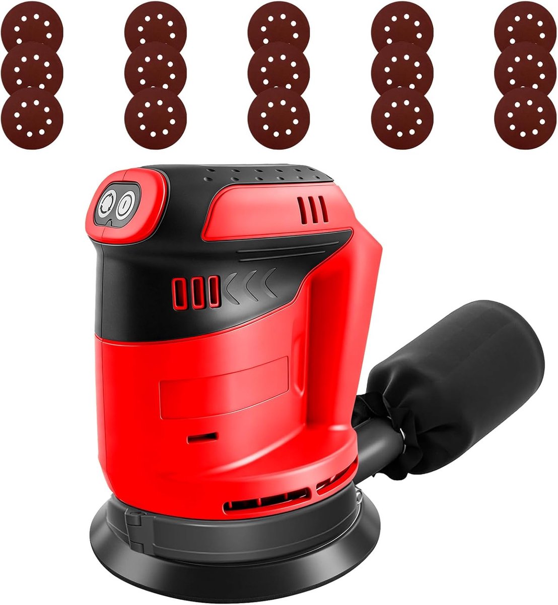 SnelShoppen - Orbital Sander 125mm met 20.000 U/min, 3 Snelheden, Stofzuiger Aansluiting, 20 Schuurpapier voor Houtbewerking, Milwaukee 18V Accu Compa