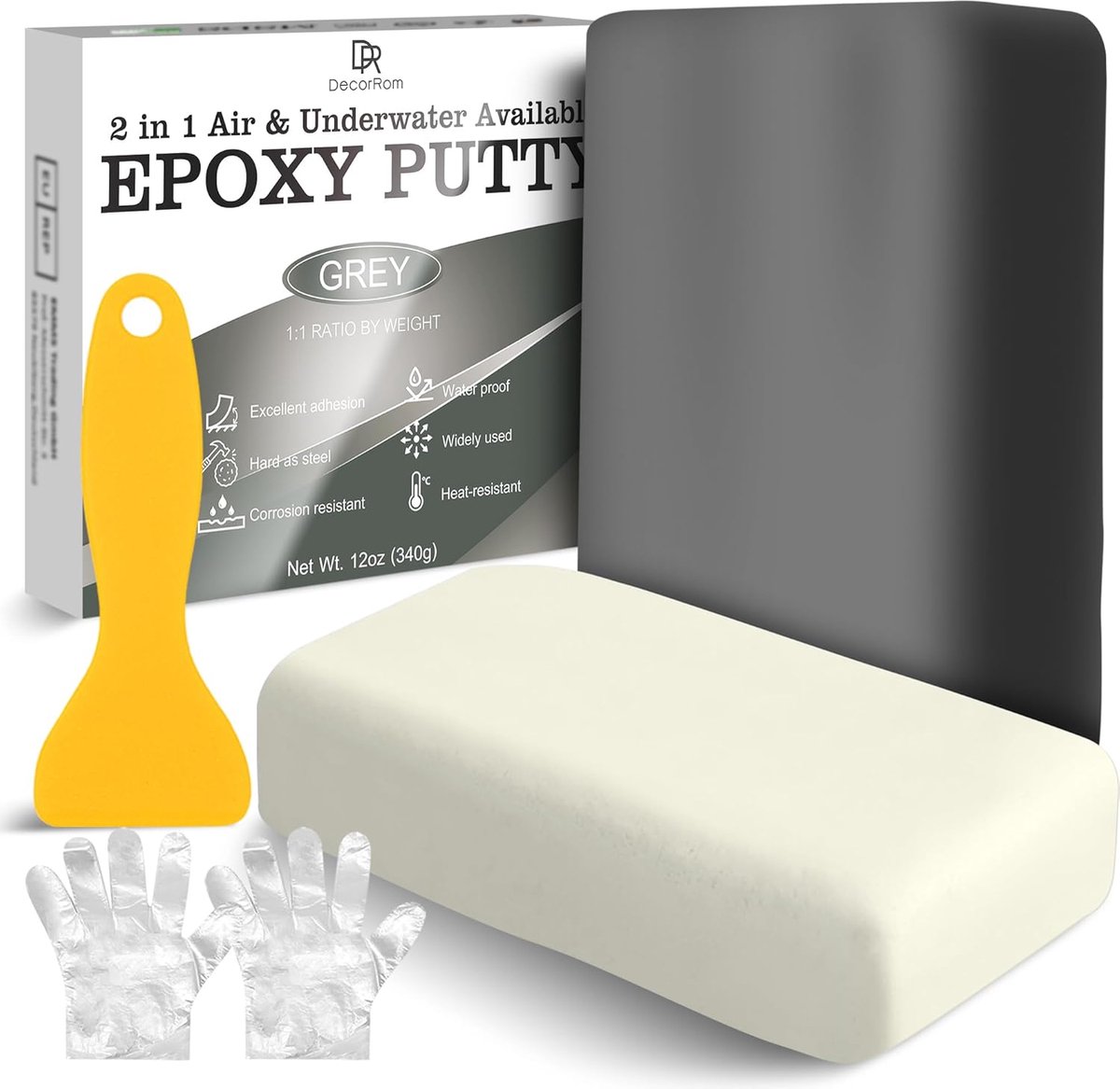 Thijox - Epoxyharsklei 340 g Kneedmassa voor Onderwater Reparaties, Afdichten van Lekken, Vullen en Modelleren op Metaal, Hout, Tegels en Keramiek