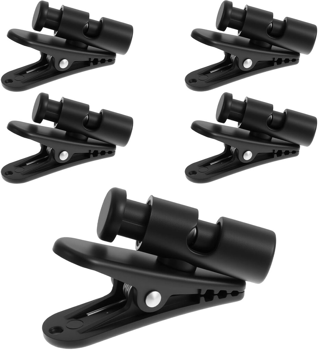 SnelShoppen - Pack van 5 Hoofdtelefoon Kabel Clips, Zwarte Kabel Klemmen, 360 Graden Draaiend, Oordopjes Bevestiging, Kabelhouder voor Kleding