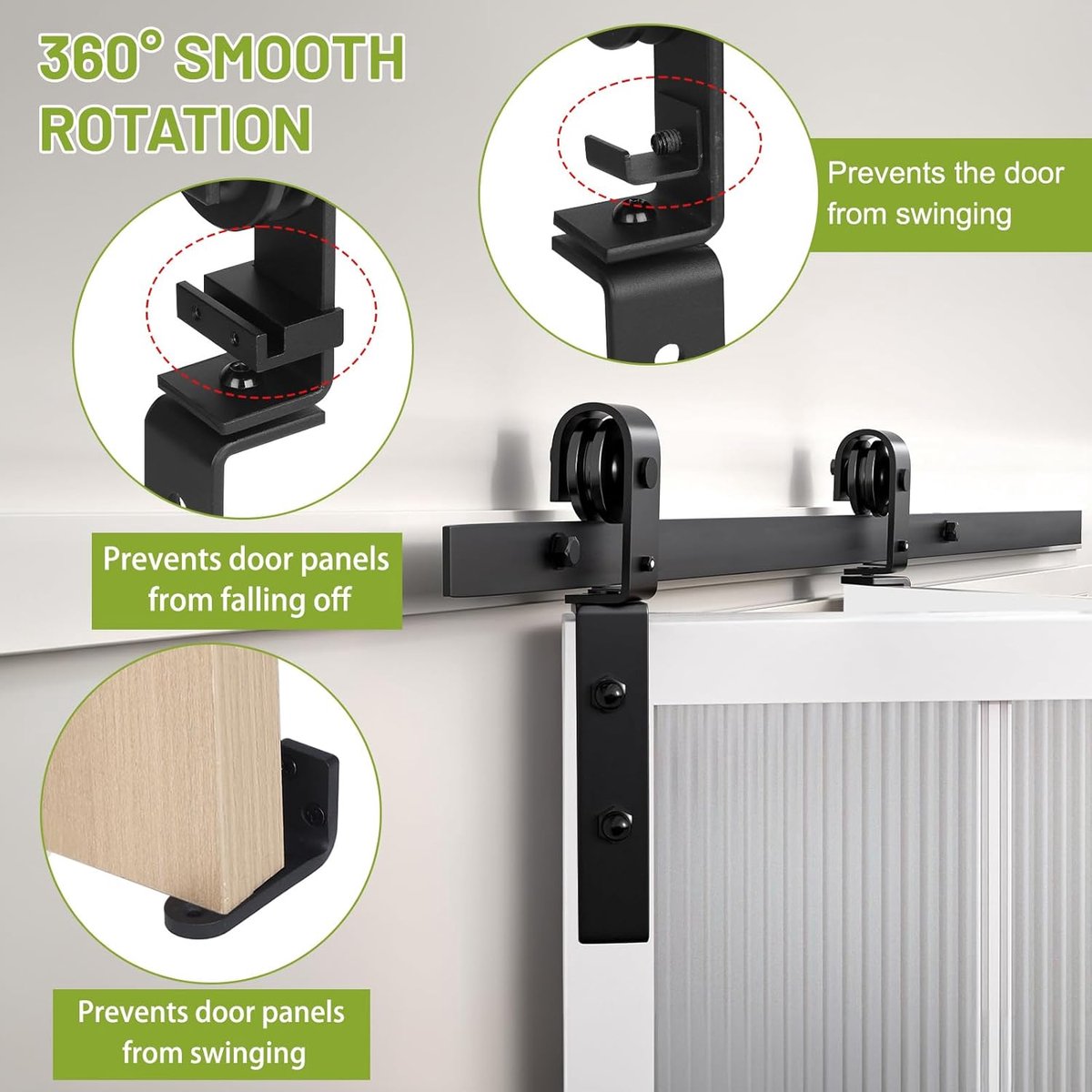 SnelShoppen - Bifold Sliding Door Fittings Set 1 m, Compleet Sliding Door Systeem voor 100 cm Deuren, Robuust Staal, Ideaal voor Barn Doors, Interieur