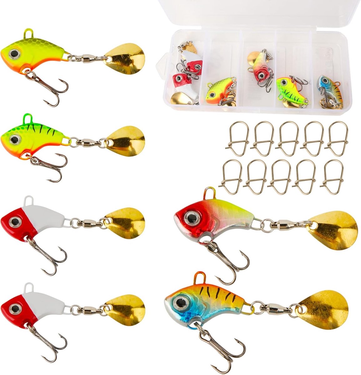 SnelShoppen - 6x Vis Bait Jig Spinner Metalen Vissen Aas Set 10g Spinnerbait Wobble voor Snoek, Forel, Zander en Meerval, Compact en Praktisch, Vissen