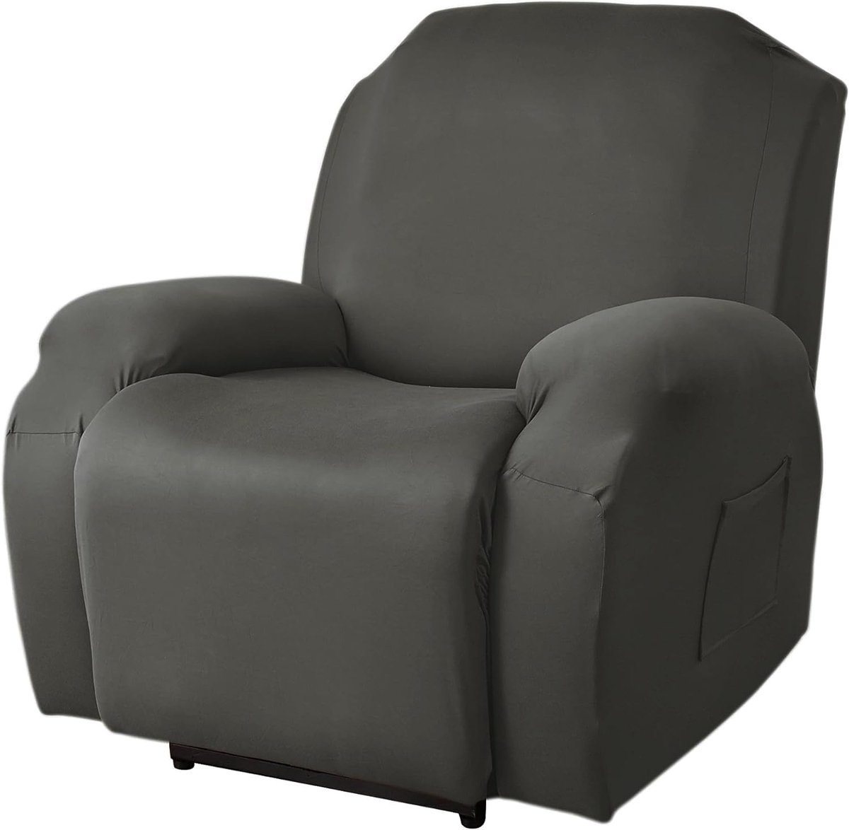 SnelShoppen - FANSU Stretch Cover voor Relaxfauteuil - Zachte Elastische Stoelhoes met Zijvak - Comfortabele Meubelbescherming voor Woonkamer - Antrac