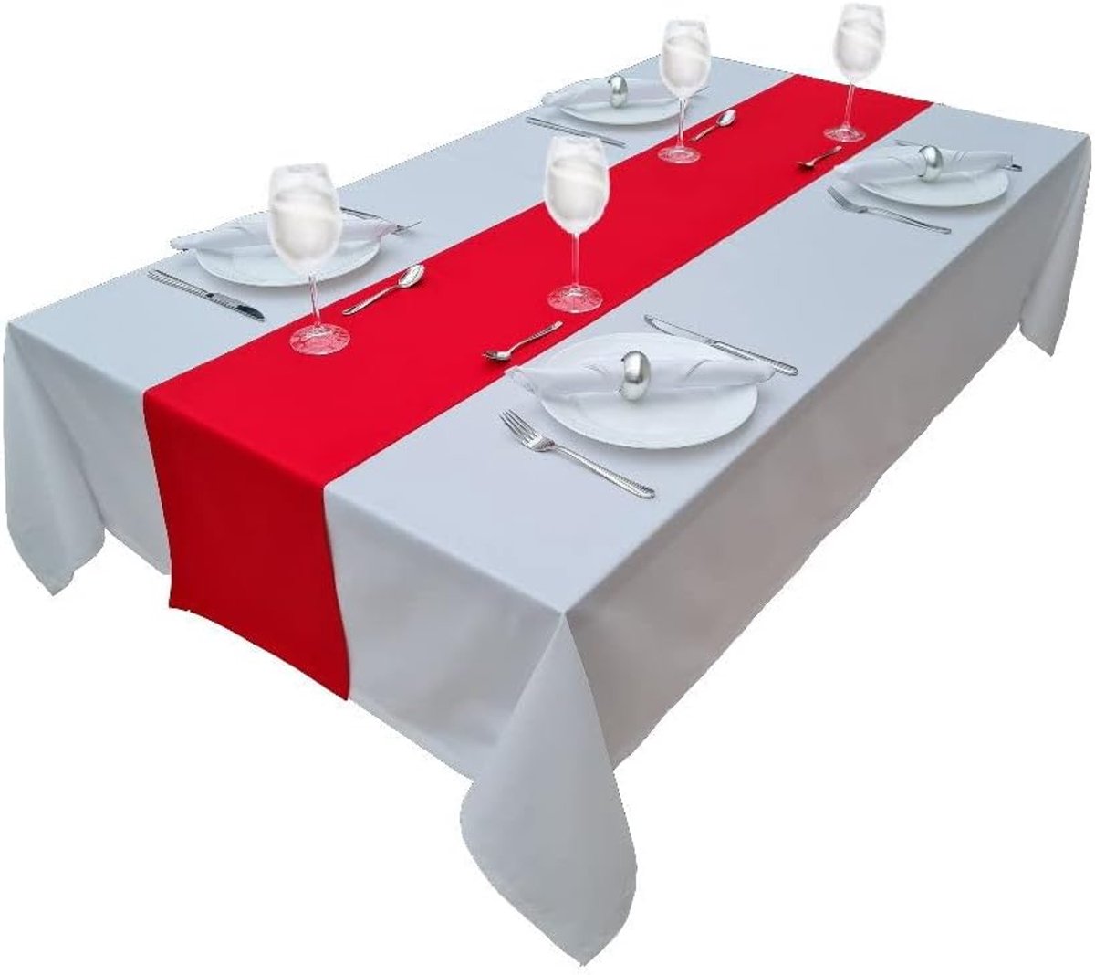 SnelShoppen - Tafellaken 100% Katoen, Tafel Linnen, 150x350cm Wit, Duurzaam, Makkelijk te Onderhouden, Geschikt voor Feesten, Restaurant en Catering