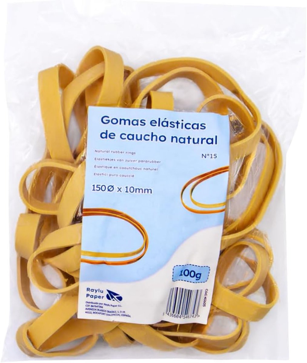 SnelShoppen - Elastieken - 100% Natuurrubber - Robuust en Herbruikbaar - 150 x 10 mm - 100 g - Voor Kantoor en Thuis