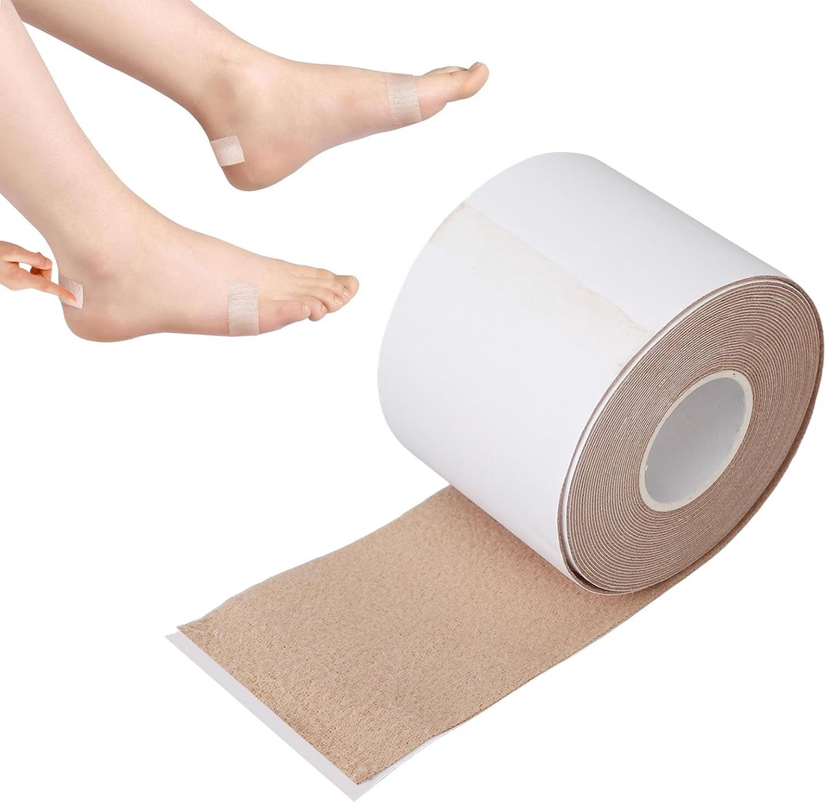 SnelShoppen - Blister Preventie Tape - Zelfklevende Moleskin Rol voor Duurzame Huidbescherming - 4.9 Meter Baby Zachte Katoenen Tape voor Voeten, Lich