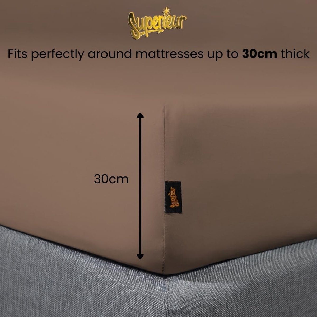 SnelShoppen - Fitted sheet 70x200 cm - Taupe - 100% Katoen - Hoogwaardige Oeko-Tex 100 - Ademend - Geschikt voor matrassen tot 30 cm - Machinewasbaar