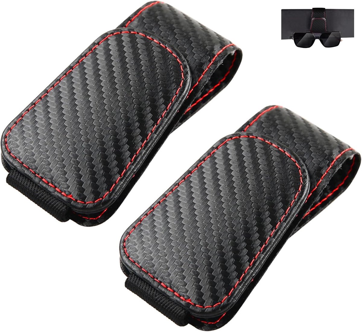 SnelShoppen - Pack van 2 Auto Zonnebril Houder Leer - Praktische Zonnebril & Vervangende Bril Organizer voor Auto - Sterke Lichtgewicht Accessoires vo