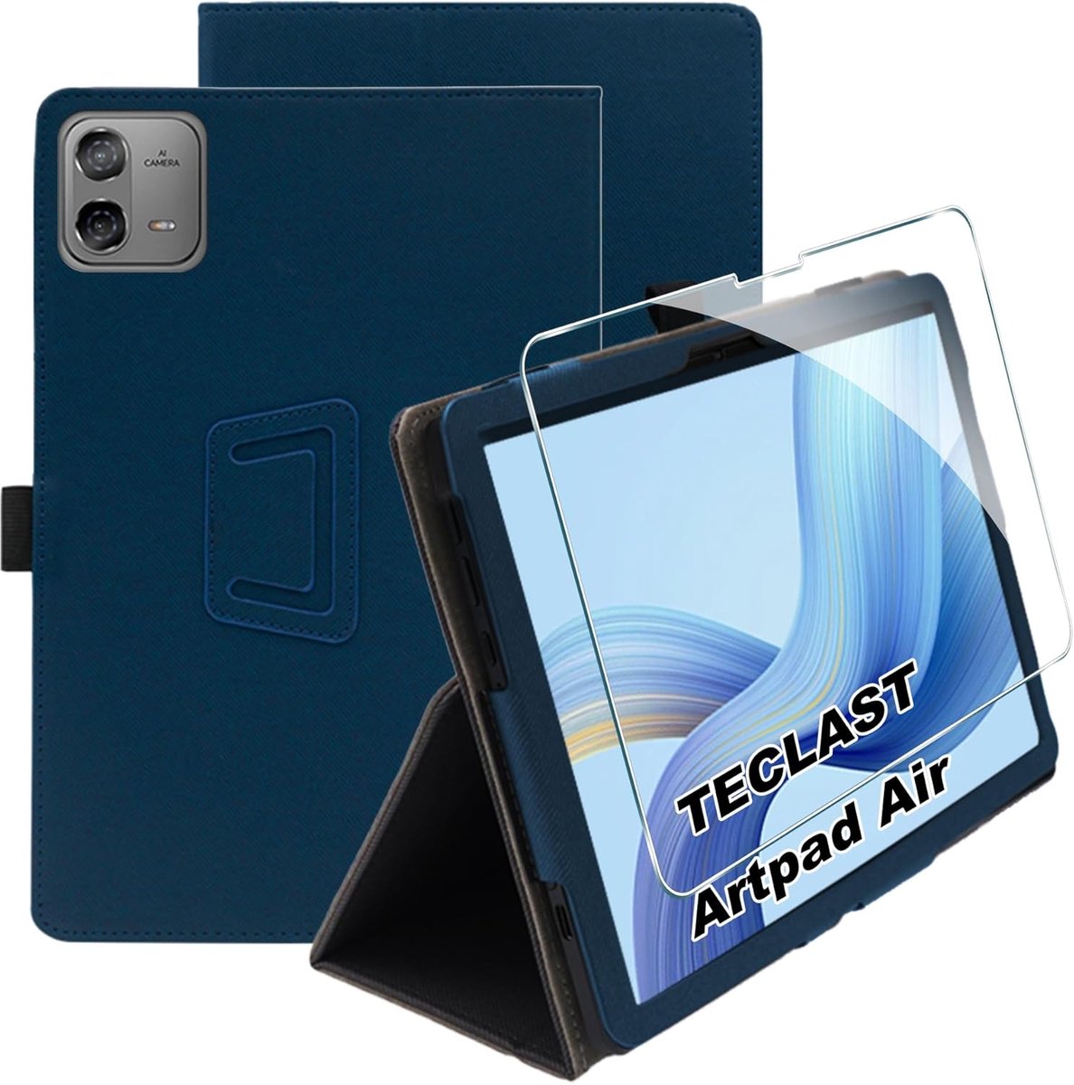 SnelShoppen - Ultra Dunne PU Case voor 11 Inch Tablet, Teclast ArtPad Air, Beschermende Cover met 9H Hardheid, Krasbestendige Film, Verticale Stand, P