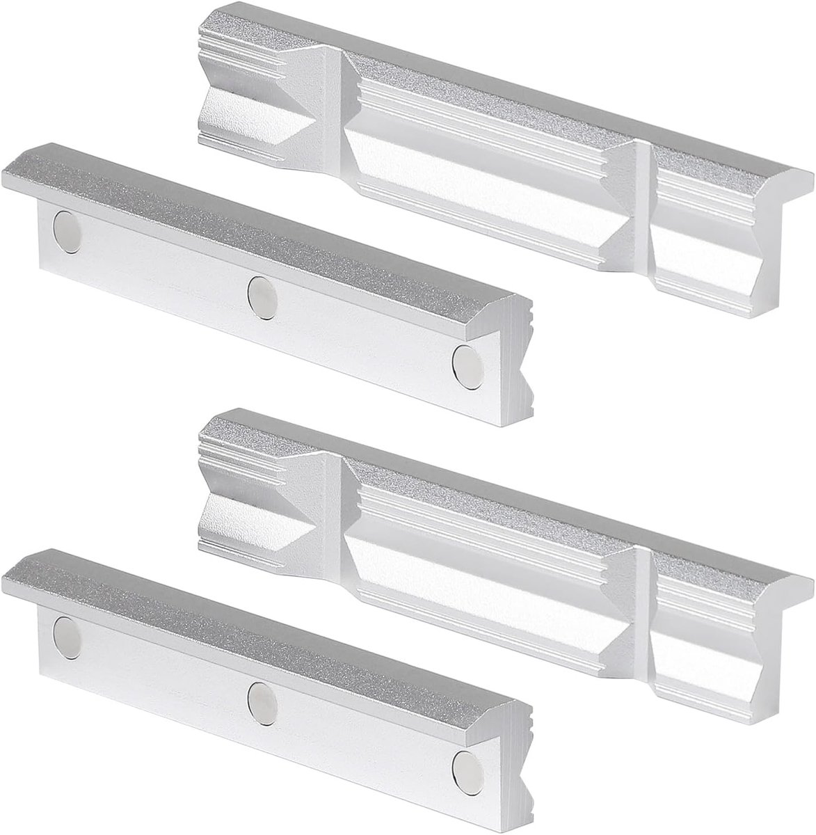 SnelShoppen - Vise Beschermklemmen 150 mm - Aluminium Klemmen met Magneten en Prismas - Reserve Klemmen voor Bankhamer - Werkstuk Bescherming