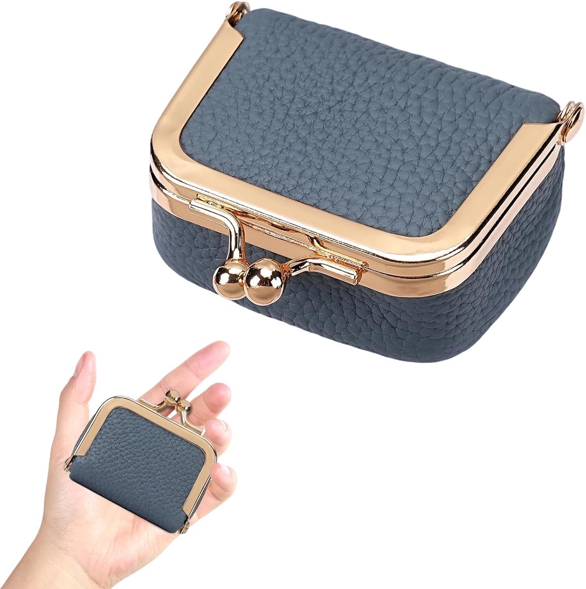 SnelShoppen - Mini Juwelenbox van Echt Leer - Compacte Decoratieve Organizer voor Sieraden - Ideaal voor Reizen - Blauw - Voor Ringen en Kettingen