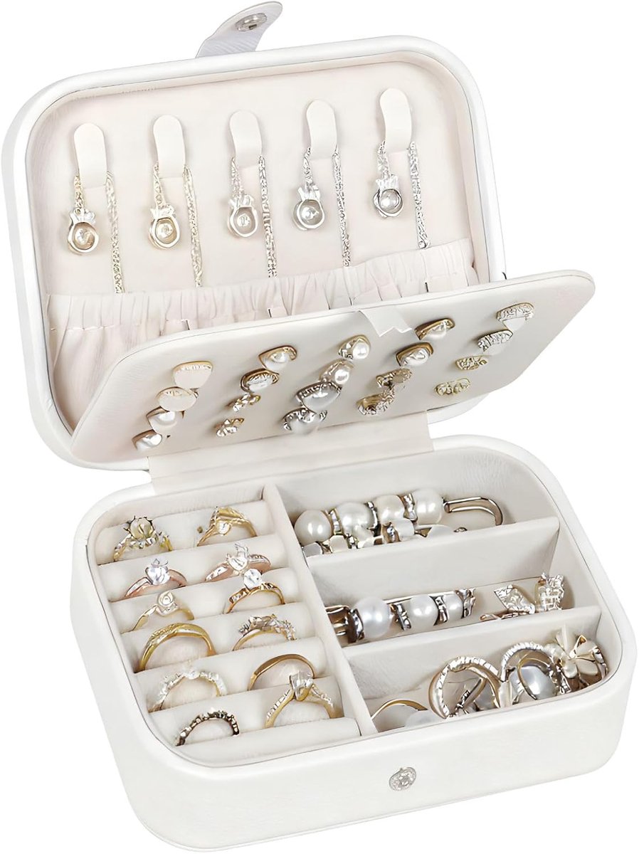 SnelShoppen - Sieradenbox voor Vrouwen, PU Hoes, Sieraden Organizer, Kleine Reisdoos voor Vrouwen en Meisjes, Sieradenbox voor Op Reis, Voor Kettingen