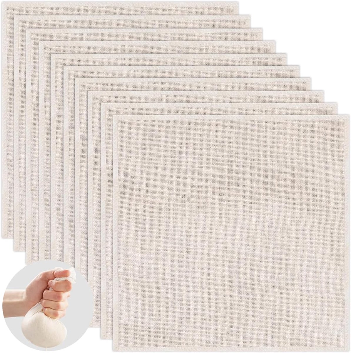 SnelShoppen - Reusable Cheesecloth 50x50 cm - Unbleached Cotton Filterdoek voor Sap, Kaas, Notenmelk, Tofu - Hoge Dichtheid Keukenaccessoire