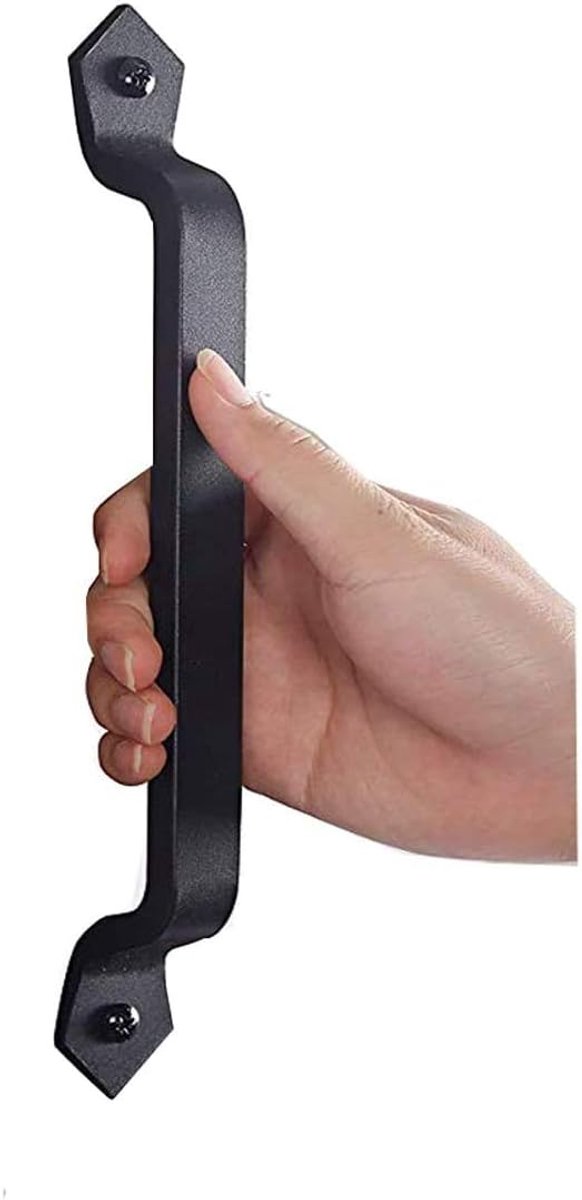 SnelShoppen - 28cm Zwarte Antieke Deurgreep - Stevige Gietijzeren Deurtrekker voor Schuur, Garage, Kast, Binnen en Buitengebruik - 1 Pack