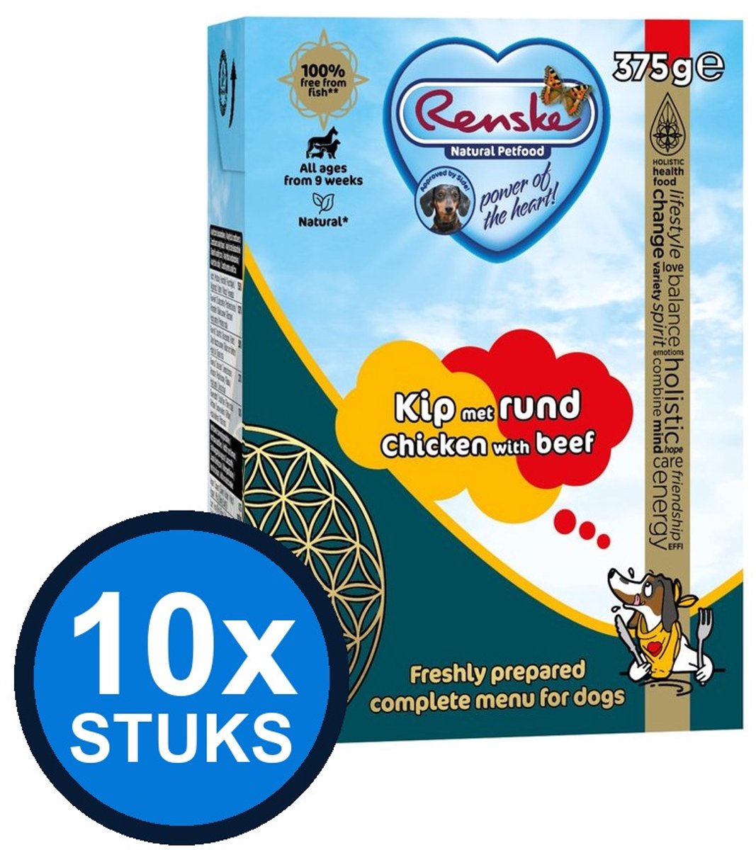 Renske Renske - Vers kip met rund - tetra 375gr - Hondenvoer Natvoer - 375 g