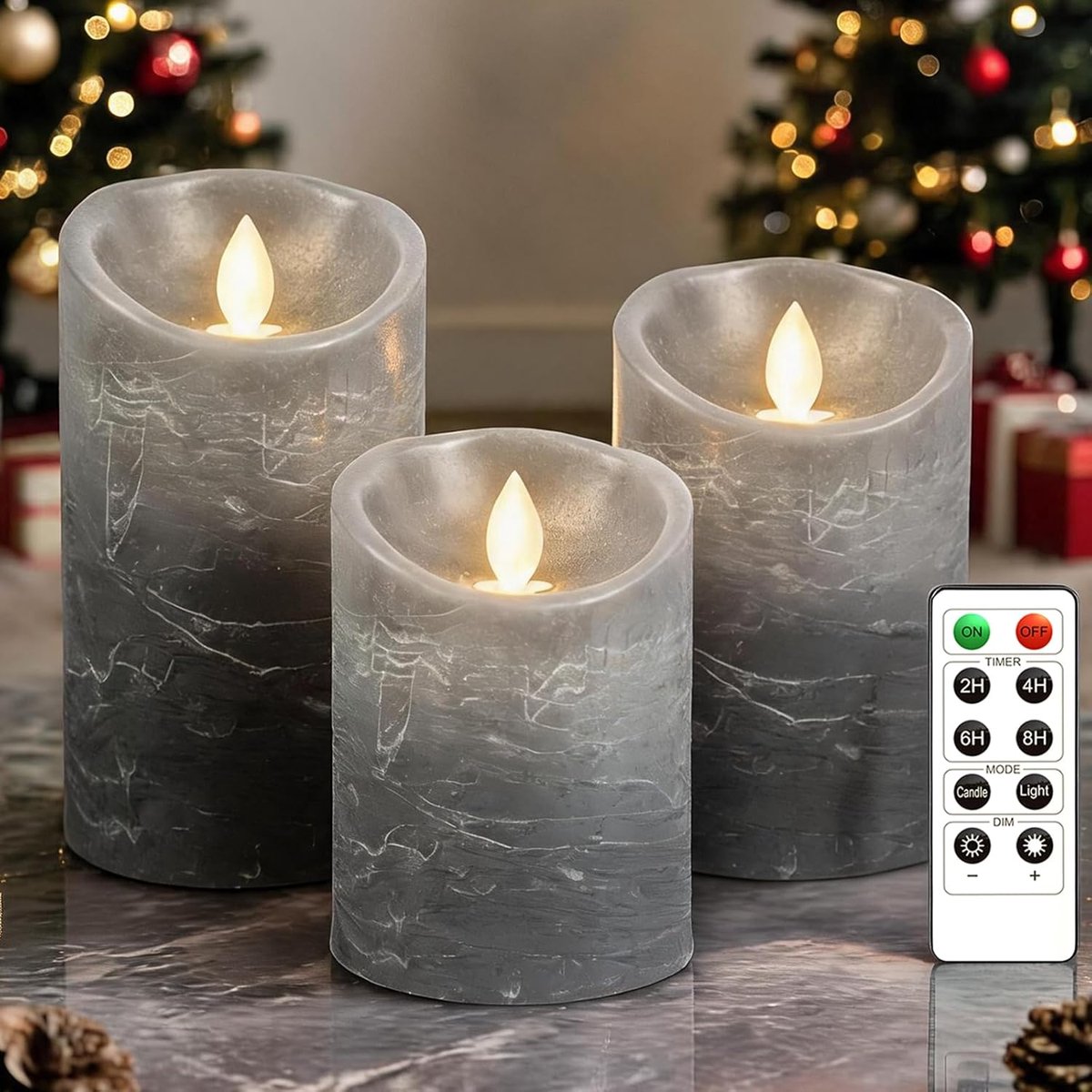 SnelShoppen - LED Kaarsen Set van 3, Echte Was, Vlam Effect, Flikkerende Teelichten voor Decoratie, Bruiloft, Kerst, met Afstandsbediening en Timerfun