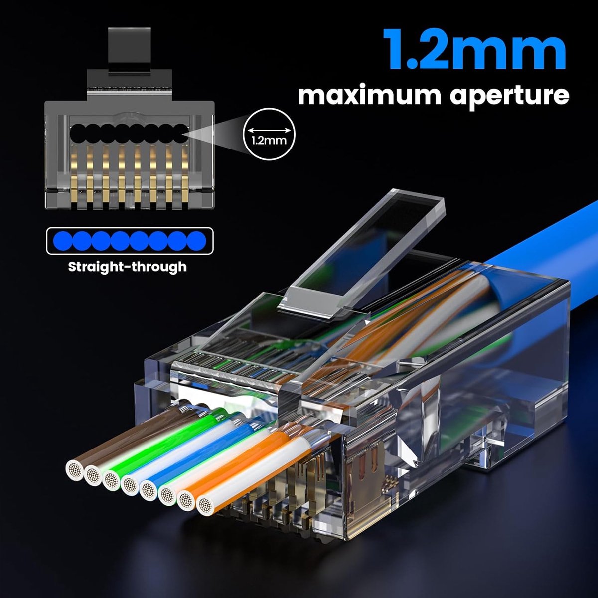Thijox - RJ45 Connectoren Cat 6 - 10 Pack Ongeschermde Ethernetplug - Vergulde Gekrompen LAN Netwerkstekkers voor UTP Ethernet Kabels - Ideaal voor Th