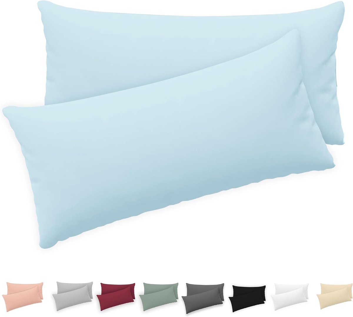 SnelShoppen - Set van 2 Kussenslopen 50x80 cm - 100% Katoen Jersey 150 GSM - Oeko-Tex Gecertificeerd - Kussensloop met Rits - Luxe en Duurzaam