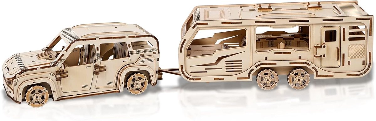 SnelShoppen - 3D Houten Puzzels voor Volwassenen, Mechanische Auto Trailer 3D Puzzel, DIY Modelbouw Kit Houten Ambacht, Cadeau voor 14+ Tieners en Gez
