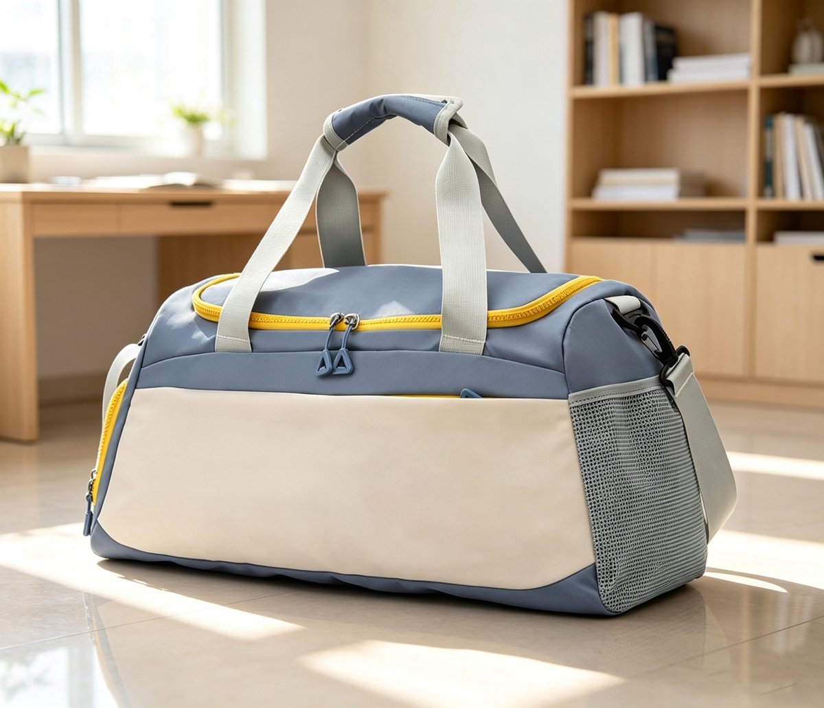 Deze blauwe sportreistas heeft aparte vakken voor schoenen en natte kleding perfect voor workouts in de sportschool zwemmen en weekendtrips De afmetingen zijn 50 x 23 x 27 cm