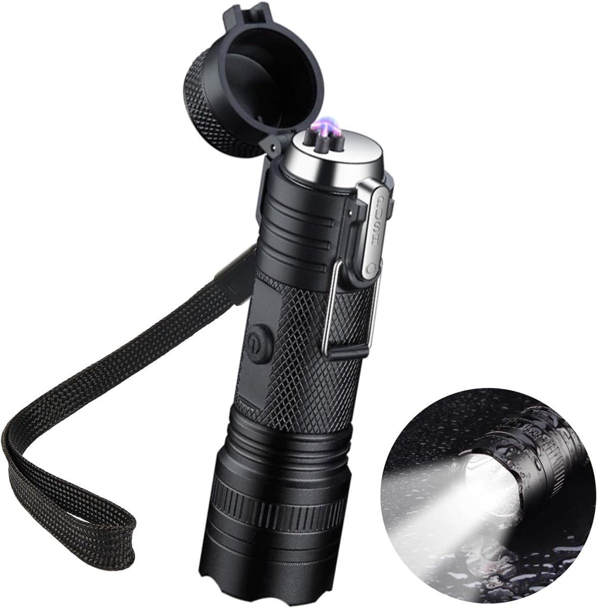 SnelShoppen - Oplaadbare Elektrische Aansteeklighter - Windproof Flameless Dubbele Boog - Voor Barbecue, Kaarsen, Camping, Buitenactiviteiten - Zwart