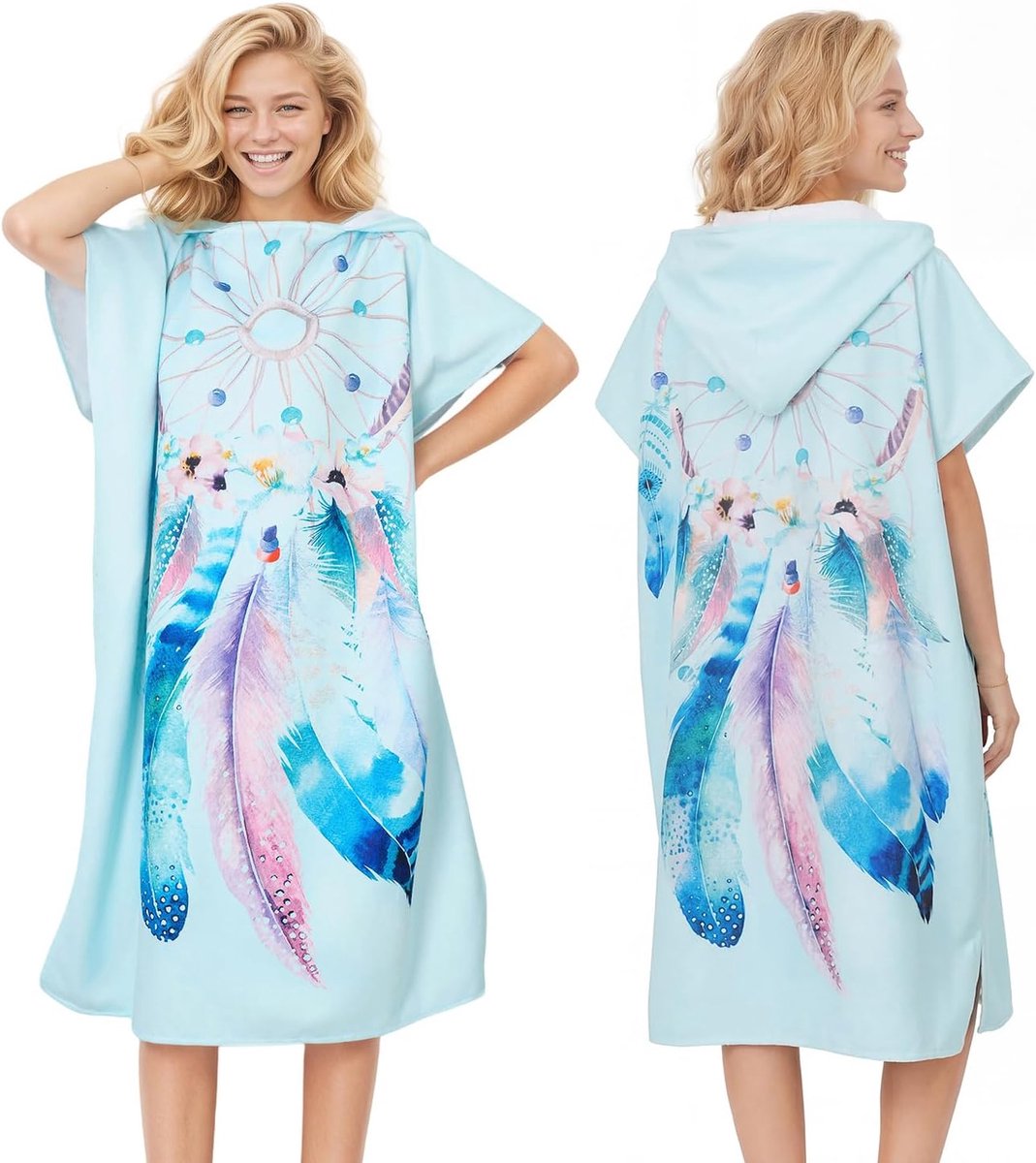 SnelShoppen - Quick Dry Surf Poncho, Microvezel Badcape met Hoodie voor Volwassenen, Mannen, Vrouwen en Gezinnen, Ideaal voor Zwemmen, Surfen, Duiken,